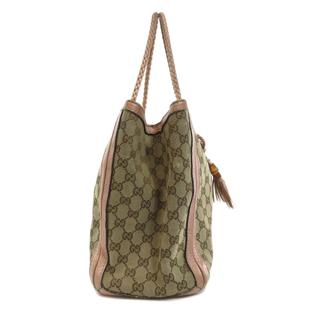 Gucci canvas signature braided leather tote Bella GG monogram - Picture 3 of 11